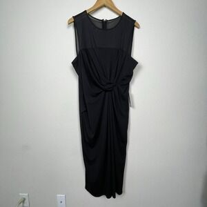 DKNY Strappy Midi Dress‎ 14 Black Print Sleeveless Event Whimsigoth NWT